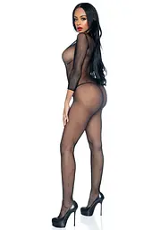 Бодістокінг Leg Avenue V Front Bodystocking One size Black, дрібна сітка, доступ - мініатюра 3