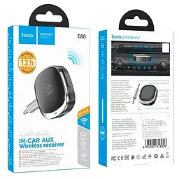 Bluetooth аудіо ресивер Hoco E80 Travel (AUX 3.5mm) Black - мініатюра 6