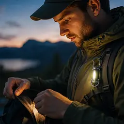 Кемпінговий ліхтар XY 823 / Світильник з акумулятором + карабін / LED лампочка - мініатюра 2