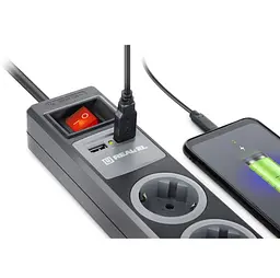 Мережевий фільтр Real-EL RS-3 USB CHARGE 1.8m Black UAH (EL122500001) - мініатюра 5