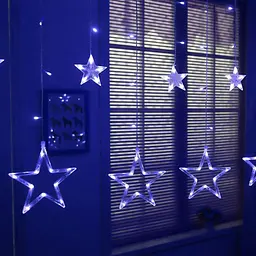 Гірлянда світлодіодна Star Curtain 4.2 м 100 LED, штора зорі синя, новорічна бахрома для дому - мініатюра 3