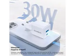 Мережевий зарядний пристрій Choetech PD5012 30 W GAN White (PD5012-EU-WH) - мініатюра 3