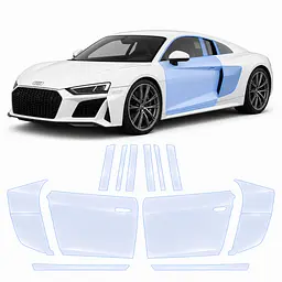 Антигравійна захисна бронеплівка за лекалами для Audi R8 4S 2015-2024 - зони дверей і стійки вікон