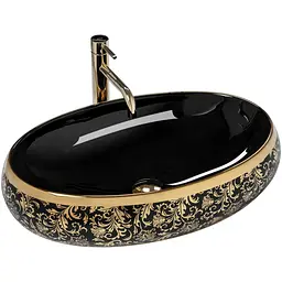 Умивальник Rea Meryl black/gold накладний REA-U8811, Чорний