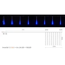 Гірлянда Delux Snowfall C 192LED 8х0.3 м IP44 EN Синя/Прозора (90017978)