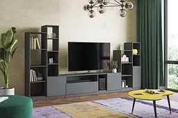 Стелаж Moreli Paul FPA-0003 з відкритими полицями та дверцятами 840х1650х370 мм Антрацит - мініатюра 2