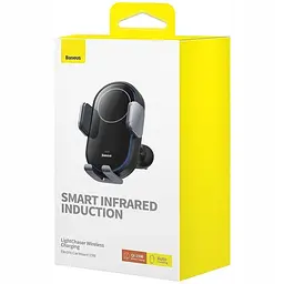 Автомобільний тримач холдер із БЗП Baseus LightChaser Series Wireless Charging Electric Car Mount 15W C40355900121-00 Black - мініатюра 8