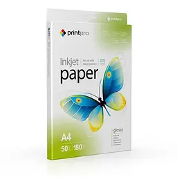 Фотопапір PrintPro глянсовий 180г/м2 A4 50арк (PGE180050A4)