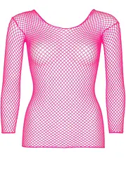 Сітчастий топ Leg Avenue Long Sleeves T-Shirts Neon Pink, One Size - мініатюра 3