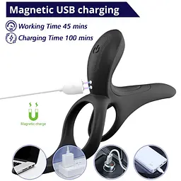 Вібраційне кільце - Erospace Men’s Play Vibrating Cock Ring With Clitoral & Taint Stimulation B11 - мініатюра 2