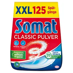 Somat Total Care Set 4-в-1: ополіскувач для посудомийних машин Rinser Extra-dry effect 750 мл + сіль для посудомийних машин Потрійна дія 1.5 кг + порошок для миття посуду в посудомийній машині Classic Pulver 2 кг + капсули для посудомийної машини Excellence 3-в-1, 70 шт. - мініатюра 4