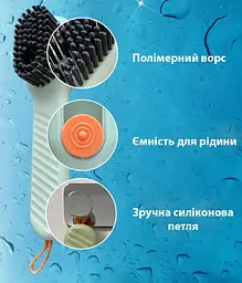 Щітка для чищення одягу та взуття м'ятна 17х4.5см багатофункціональна щітка з дозатором миючого засобу - мініатюра 7