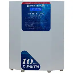 Стабілізатор напруги теристорні Укртехнологія Infinity 7.5 7500 Вт 220 В стабілізація 115-285 16 ступенів