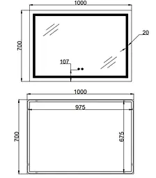 Дзеркало Qtap Mideya (MI1) прямокутне з LED-підсвічуванням Touch QT2078NCF10070 - мініатюра 4