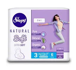 Прокладки нічні Sleepy Soft Night (320 мм) 7 крапель 6 шт. натуральний склад