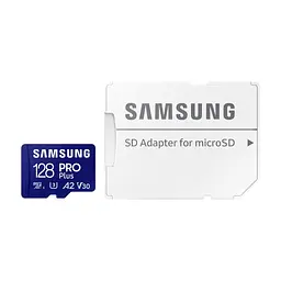 Карта пам'яті Samsung 128 GB microSDXC Pro Plus UHS-I U3 V30 A2 Class 10 + SD-adapter (MB-MD128SA/EU)