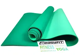 Килимок для йоги та фітнесу EasyFit TPE+TC 6 мм двошаровий зелений-м'ятний (EF-1924-G/M)