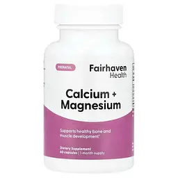 Кальцій та магній, Prenatal Calcium + Magnesium, пренатальний, 60 капсул Fairhaven Health vit0001512