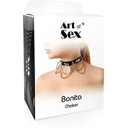 Чокер із натуральної шкіри Art of Sex - Bonita, колір чорний - мініатюра 5
