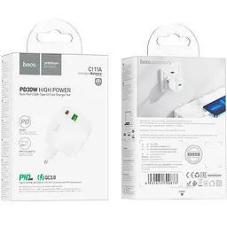МЗП Hoco C111A PD 30W+QC3.0 (1USB-A/1C) White - мініатюра 4