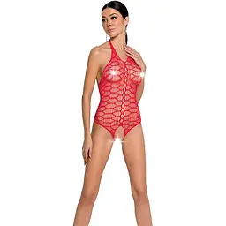 Бодістокінг у велику сітку Passion BS087 red відкрита спина халтер з доступом One size