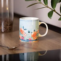 Чашка порцелянова 400 мл із квітковим принтом, блакитний Liling Rongxiang Ceramic RX-N240139BL - мініатюра 9