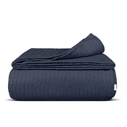 Плед-покривало Cosas Knitted Braid Navy косичка 200х220 см (Blanket_65-1Navy_KnittedBraid_200x220)