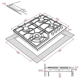 Варильна поверхня Weilor GM W 604 газова WH - мініатюра 4