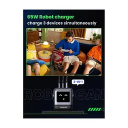 Зарядний пристрій Ugreen 1xUSB + 2xUSB-C 65W GaN CD361 gray (25685B) - мініатюра 2