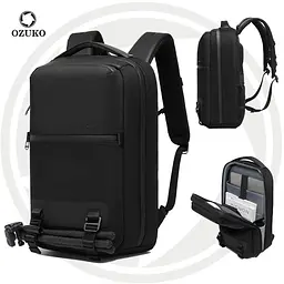 Рюкзак міський Ozuko 9851 чоловічий з USB портом та відсіком для ноутбука до 15.6' 21л Black (19358) - мініатюра 2