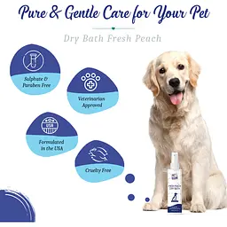 Сухий шампунь Pet Clean Dry Bath Fresh Peach для домашніх тварин з ароматом персику 250 мл - мініатюра 5