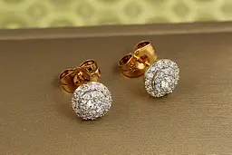 Сережки гвоздики Xuping Jewelry Гіза з родієм 8 мм золотисті