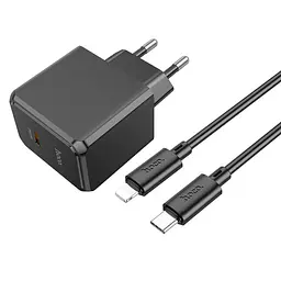 Мережевий зарядний пристрій Hoco CS13A Ocean single port PD20W charger set(C to iP) чорний - мініатюра 4