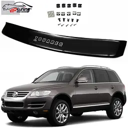 Дефлектор капоту мухобійка Volkswagen Touareg 2003-2010 Довга Євро Кріплення (Vip Tuning)