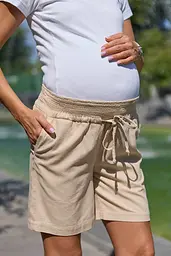 Льняні шорти для вагітних Cancun 4XL/5XL Lullababe бежевий - мініатюра 5