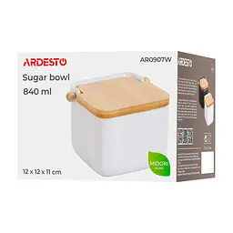 Цукорниця ARDESTO Midori 12х12х11см, 840мл, кераміка, бамбук, біла (AR0907W) - мініатюра 7