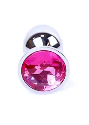 Металева анальна пробка з кристалом Boss Jewellery 7х2.7 см (фуксія) - мініатюра 3