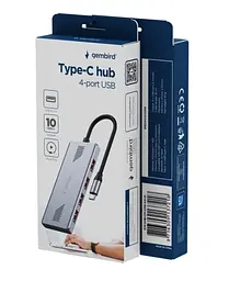 Хаб USB UHB-CM-U310-A4-01, Grey, Type-C 3.2 - 4xUSB 3.2, кабель 18 см Gembird teh0027598 - мініатюра 3