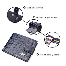 Стильний чоловічий гаманець із натуральної фактурної шкіри Canpellini 21514 синій - мініатюра 4