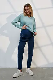 Джинси для вагітних Mom Fit для майбутніх мам з регульованим поясом S (44) Leyton Юла Мама синій - мініатюра 4