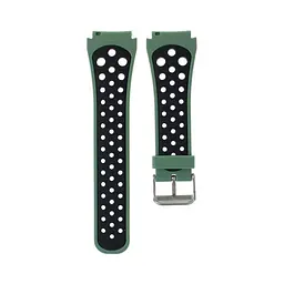 Силіконовий перфорований ремінець Watchbands Samsung Galaxy Watch 46mm Silver - зелено-чорний (WB008GREENBLACK-2021-2) - мініатюра 2