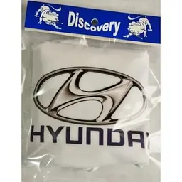 Чохли для підголівників Універсальні Hyundai Білі Кольоровий логотип 2 шт