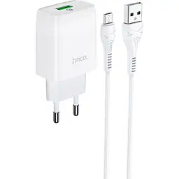 МЗП Micro USB 18W/3A/QC3.0 C72Q Hoco white - мініатюра 2