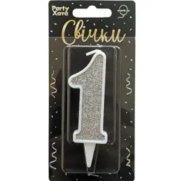 Свічка-цифра 1 Party Хата 1502-5820 Срібний shop (4823118903768)