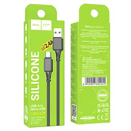 Кабель Hoco X101 Assistant silicone charging data cable Micro Black - мініатюра 2