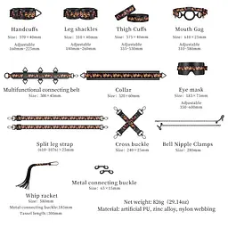 БДСМ-набір LOCKINK The Flowering Serpent Bondage Set, чорний, з малюнком у вигляді змій, 12 предметів - мініатюра 15