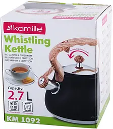Чайник Whistling Kettle Black 2.7л зі свистком Kamille Ø16.5х23 см kuh0011096 - мініатюра 7