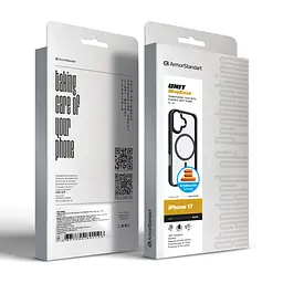 Чехол Apple iPhone 17, Unit MagSafe, черный, прозрачный, магсейф, противоударный, магнитный, панель-накладка с поддержкой MagSafe, с поддержкой беспроводной зарядки, TPU+PC, защита всего корпуса, ударопрочный, ArmorStandart (ARM90579) - мініатюра 7