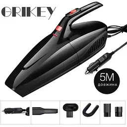 Автомобільний пилосос Grikey 1 дротовий для сухого/вологого прибирання з 3 насадками 5кПа 120W Чорний (GK610) - мініатюра 2