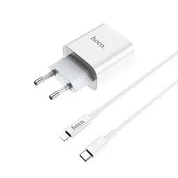 Зарядний пристрій Hoco C76A Plus Type-C PD 20W білий + кабель Type-C to Lightning - мініатюра 5
